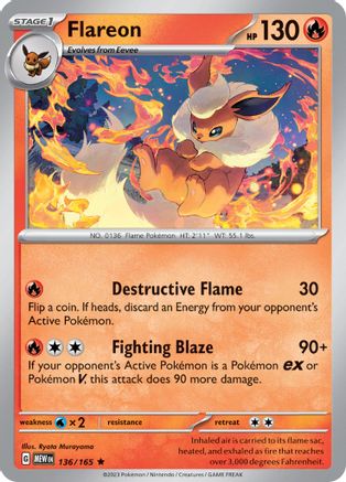 Flareon (136) Rare Reverse Holofoil