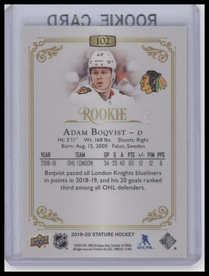 2019-20 Upper Deck Stature #102 Adam Boqvist Red #/75