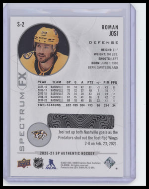 2020-21 SP Authentic #S-2 Roman Josi Spectrum FX