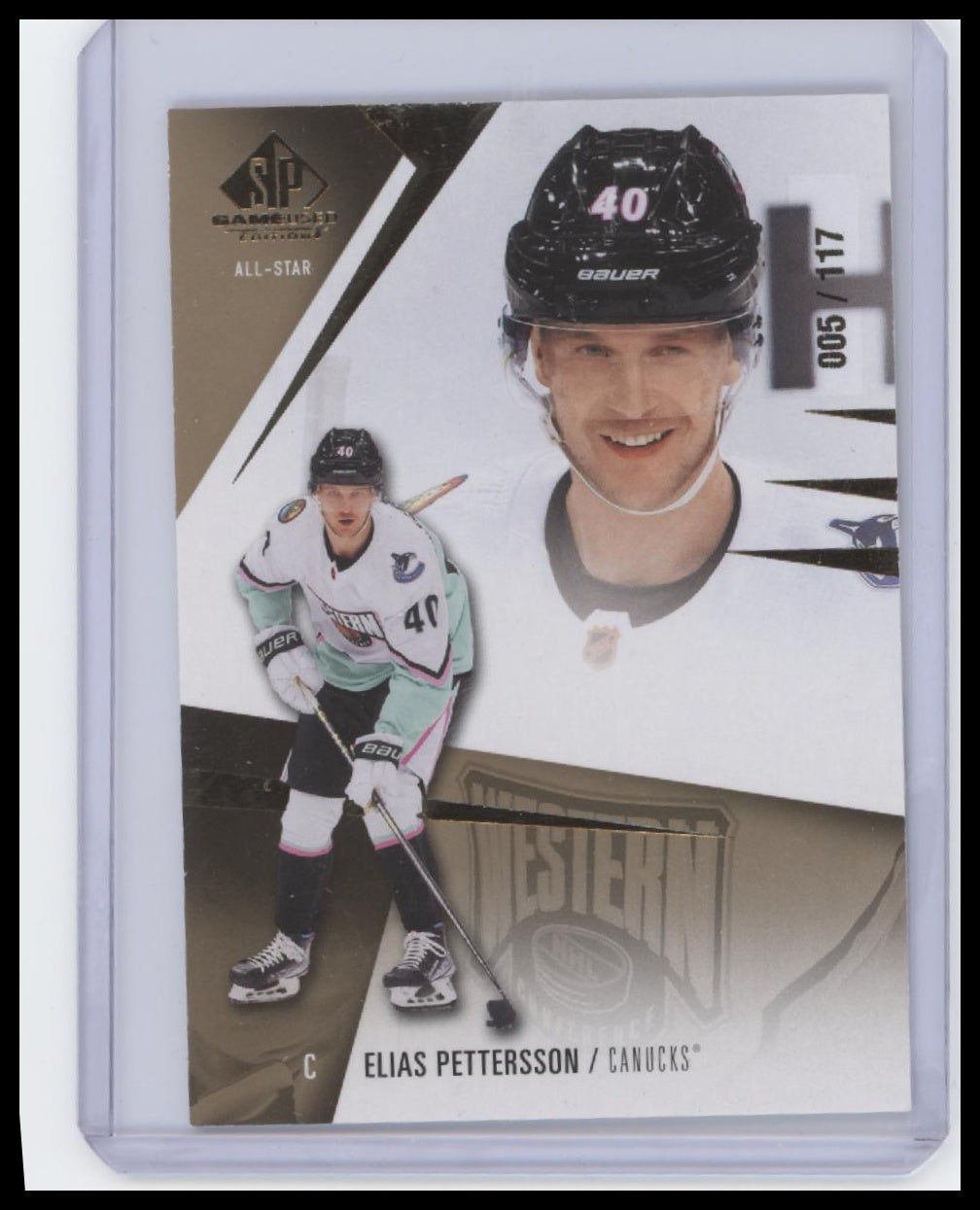 2023-24 SP Game Used #158 Elias Pettersson Gold #/117