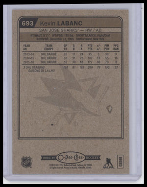 2016-17 Upper Deck #693 Kevin Labanc 2016-17 O-Pee-Chee Update