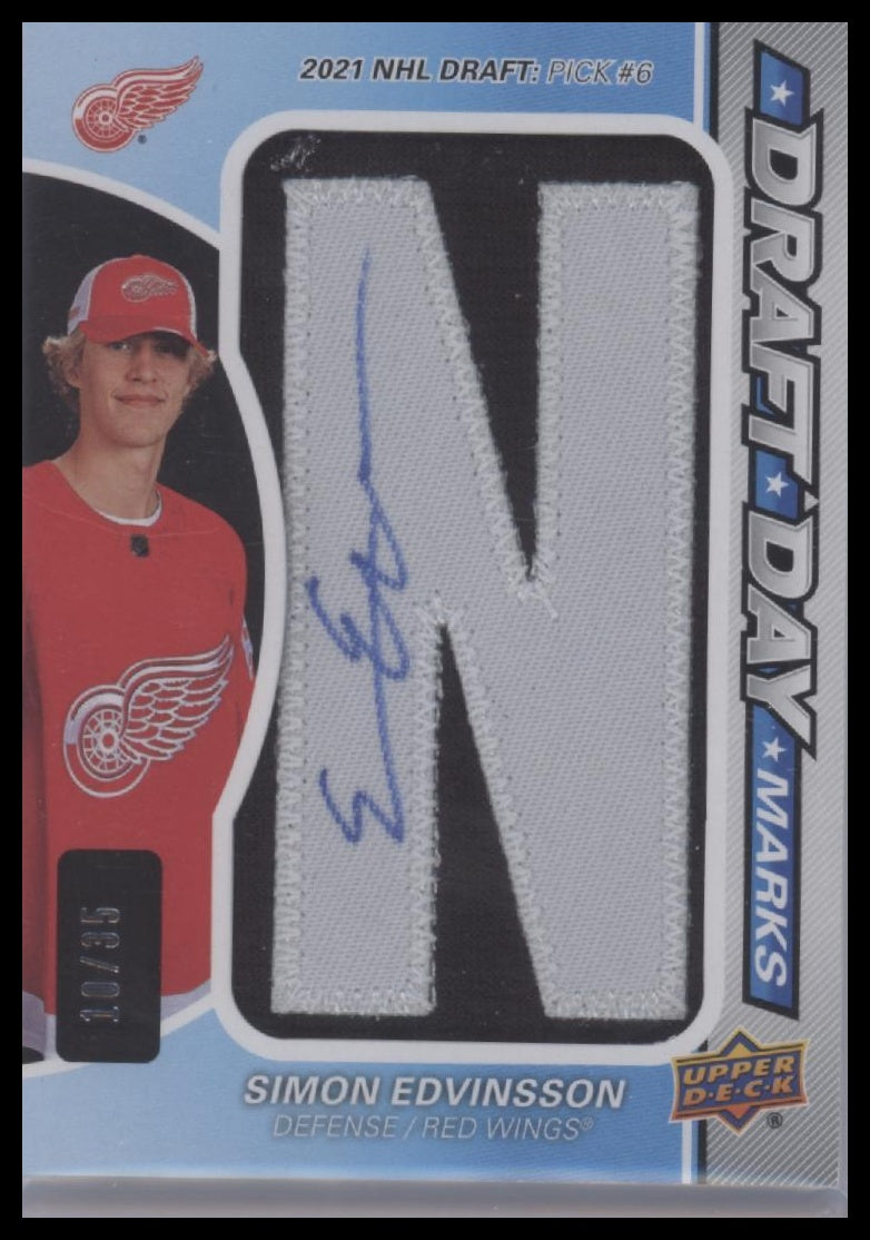 2023-24 SP Game Used #DDM-SE Simon Edvinsson Draft Day Marks #/35