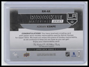 2017-18 Upper Deck #RM-AK Adrian Kempe Rookie Materials