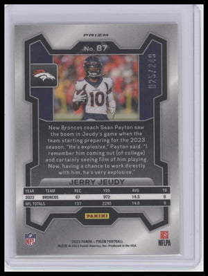 2023 Panini Prizm #87 Jerry Jeudy Orange #/249