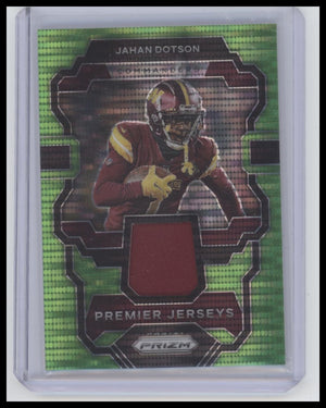 2023 Panini Prizm #PJ-JD Jahan Dotson Premier Jerseys Neon Green Pulsar