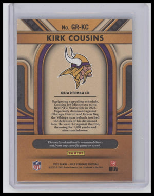 2023 Panini Gold Standard #GR-KC Kirk Cousins Gold Rush #/299