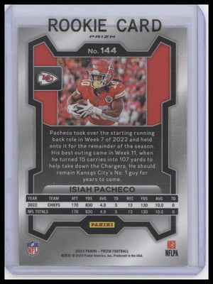 2023 Panini Prizm #144 Isiah Pacheco Lazer